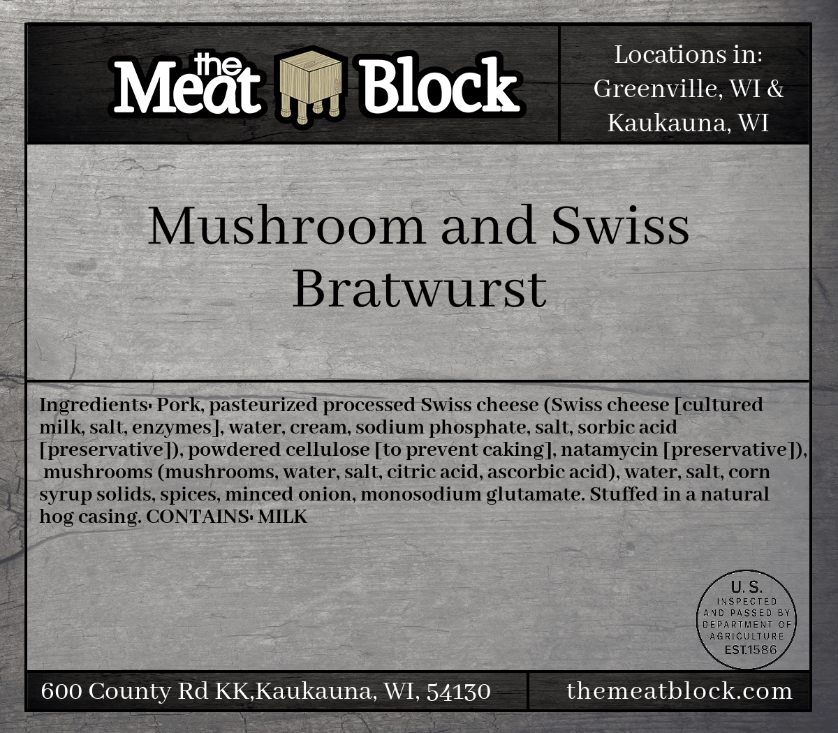 MUSHROOM SWISS BRATS 16 OZ