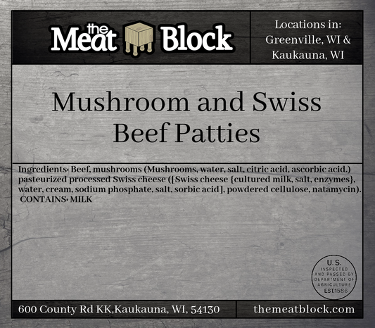 MUSHROOM SWISS PATTIES 16 OZ